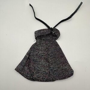 VTG‎ Barbie Doll Halter Dress Black Metallic Sparkle Short Bandeau Bodice